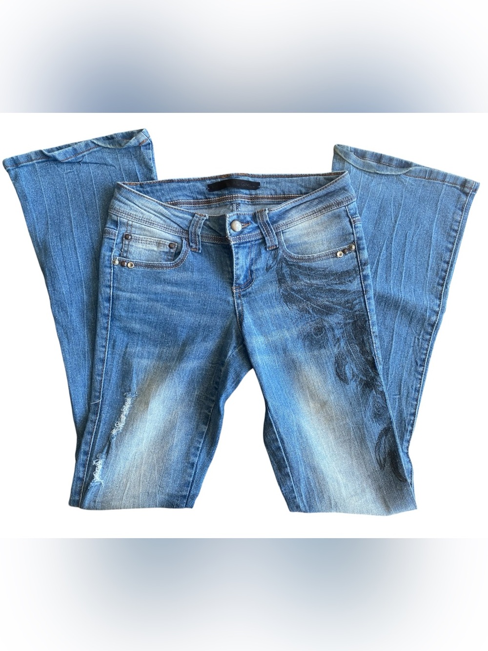 Material Girl Feather Boho Bootcut Jeans -29